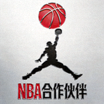 NBA合作伙伴Logo - NBA标志性的篮球与球员剪影组合标志